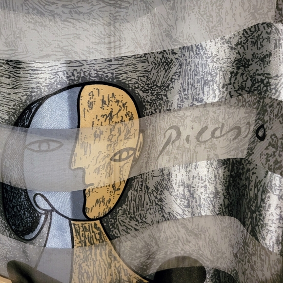 Picasso Scarf Sheer and Silver Stripes - Picture 2 of 2